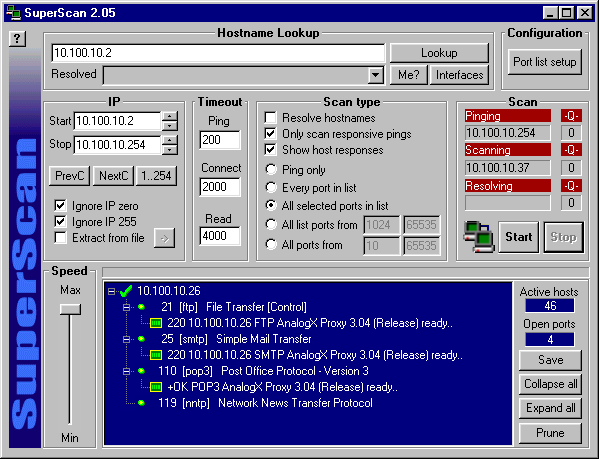SuperScan screen shot